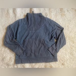 REI Women's Heathered Navy Blue Quarter-Zip Pullover Sweater
